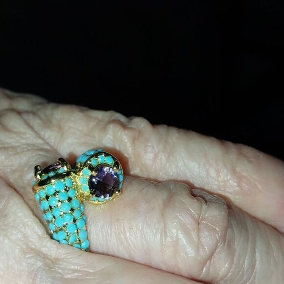 Turquoise and amythist Ring...Size 7. - Picture 7 of 7